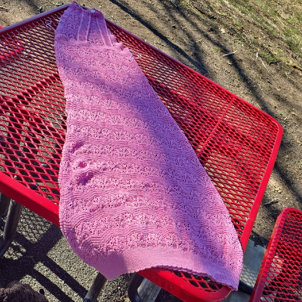 Hand-Knit Pink Crochet Maxi dress